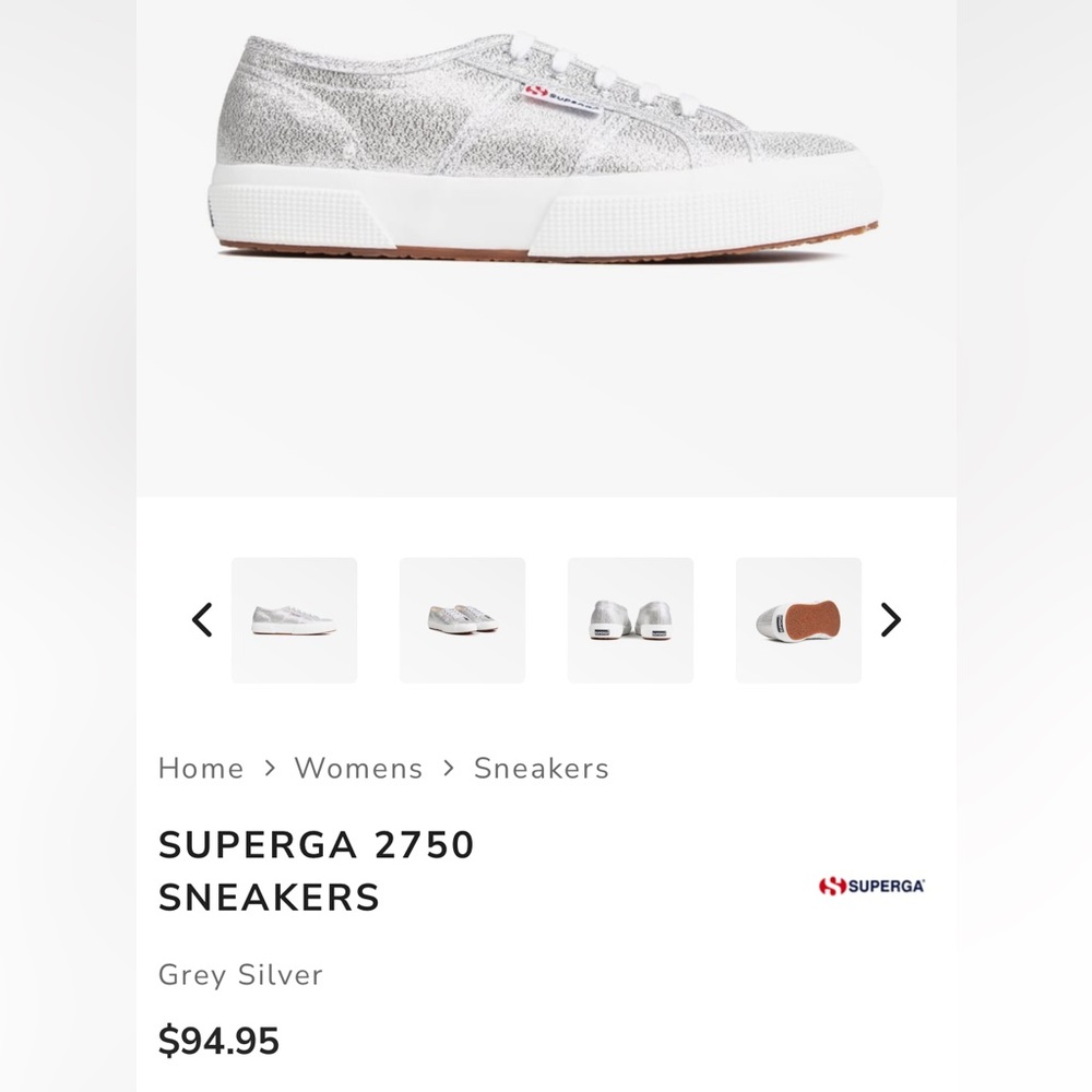 Gently used Superga silver sneakers